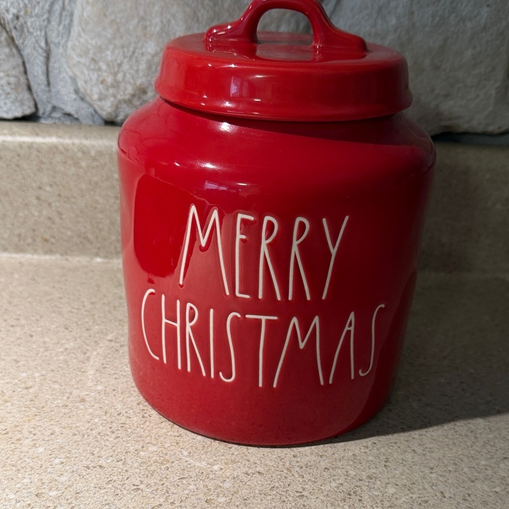 Rae Dunn Red Merry Christmas Holiday Canister